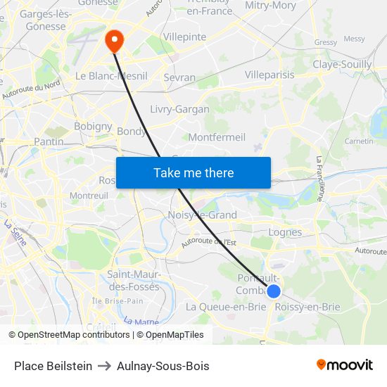 Place Beilstein to Aulnay-Sous-Bois map