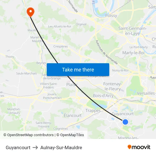 Guyancourt to Aulnay-Sur-Mauldre map
