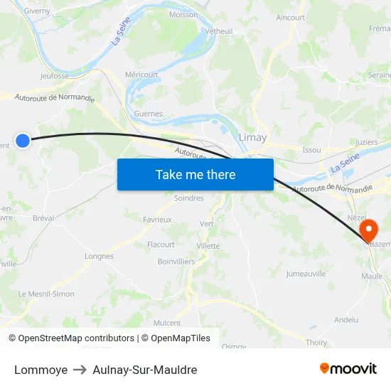 Lommoye to Aulnay-Sur-Mauldre map