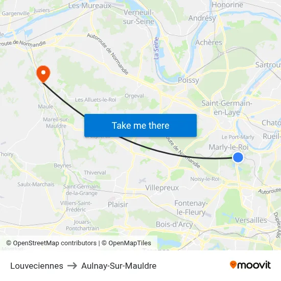 Louveciennes to Aulnay-Sur-Mauldre map