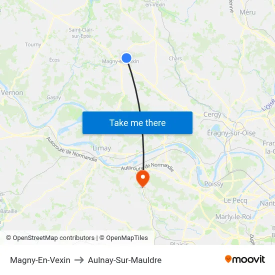 Magny-En-Vexin to Aulnay-Sur-Mauldre map