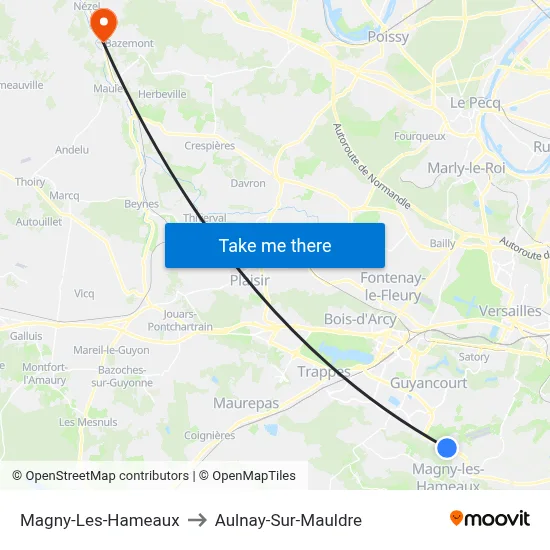 Magny-Les-Hameaux to Aulnay-Sur-Mauldre map