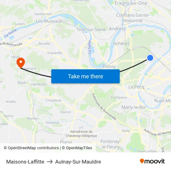 Maisons-Laffitte to Aulnay-Sur-Mauldre map