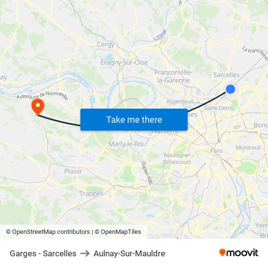 Garges - Sarcelles to Aulnay-Sur-Mauldre map