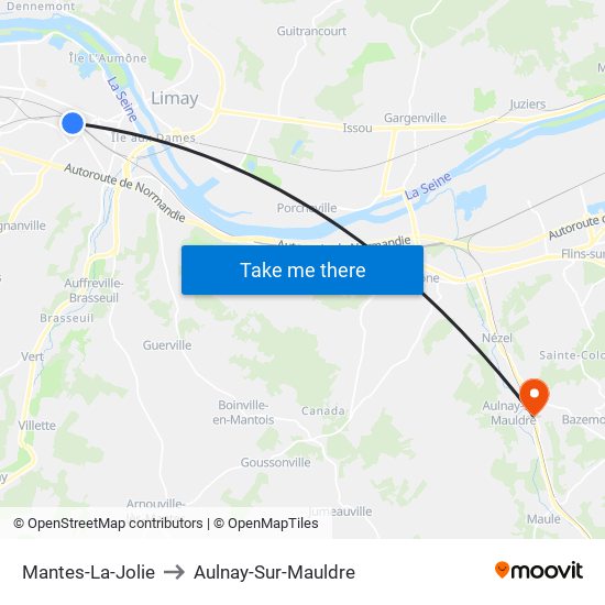 Mantes-La-Jolie to Aulnay-Sur-Mauldre map