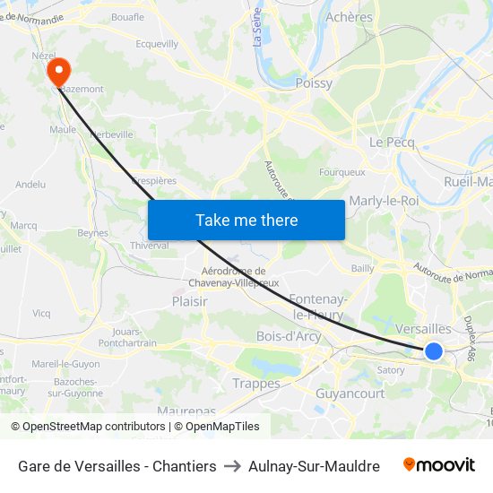 Gare de Versailles - Chantiers to Aulnay-Sur-Mauldre map