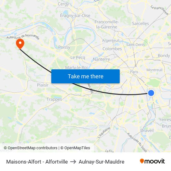 Maisons-Alfort - Alfortville to Aulnay-Sur-Mauldre map