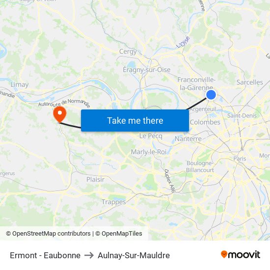 Ermont - Eaubonne to Aulnay-Sur-Mauldre map