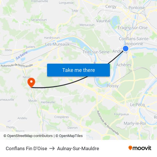 Conflans Fin D'Oise to Aulnay-Sur-Mauldre map