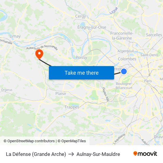 La Défense (Grande Arche) to Aulnay-Sur-Mauldre map