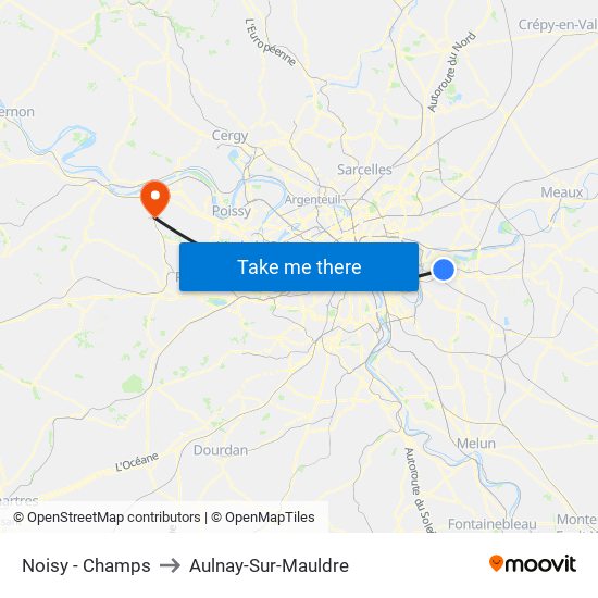 Noisy - Champs to Aulnay-Sur-Mauldre map