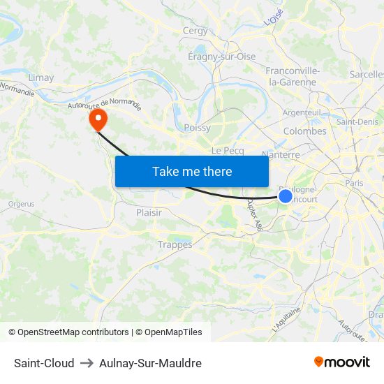 Saint-Cloud to Aulnay-Sur-Mauldre map