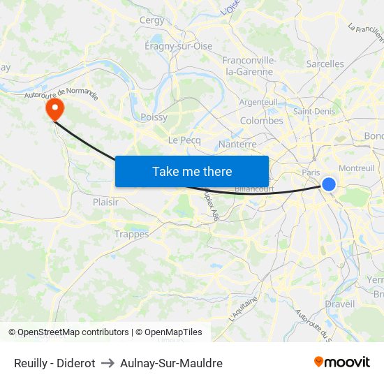 Reuilly - Diderot to Aulnay-Sur-Mauldre map