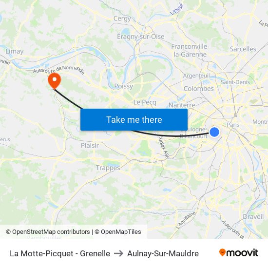 La Motte-Picquet - Grenelle to Aulnay-Sur-Mauldre map