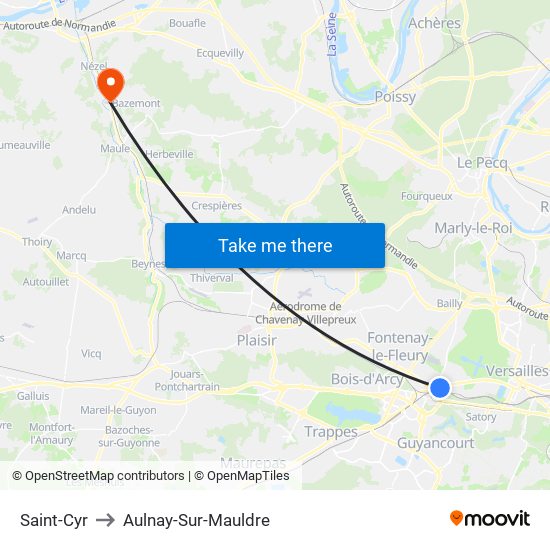 Saint-Cyr to Aulnay-Sur-Mauldre map