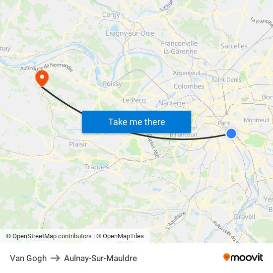 Van Gogh to Aulnay-Sur-Mauldre map