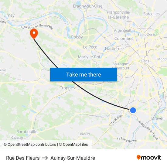 Rue Des Fleurs to Aulnay-Sur-Mauldre map