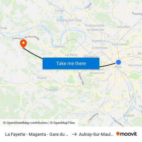 La Fayette - Magenta - Gare du Nord to Aulnay-Sur-Mauldre map