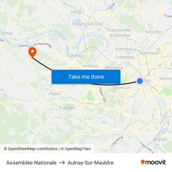 Assemblée Nationale to Aulnay-Sur-Mauldre map