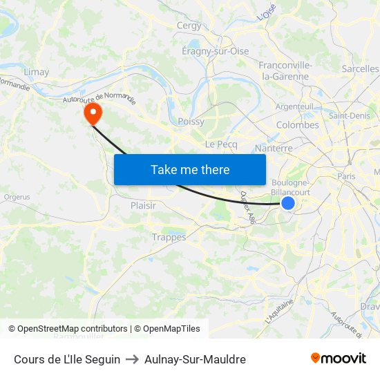 Cours de L'Ile Seguin to Aulnay-Sur-Mauldre map