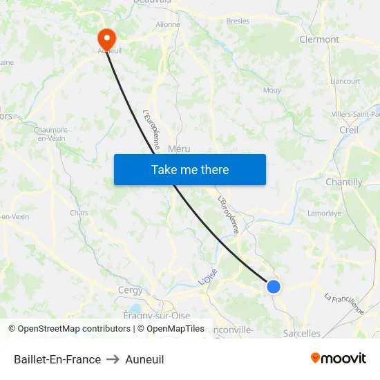 Baillet-En-France to Auneuil map