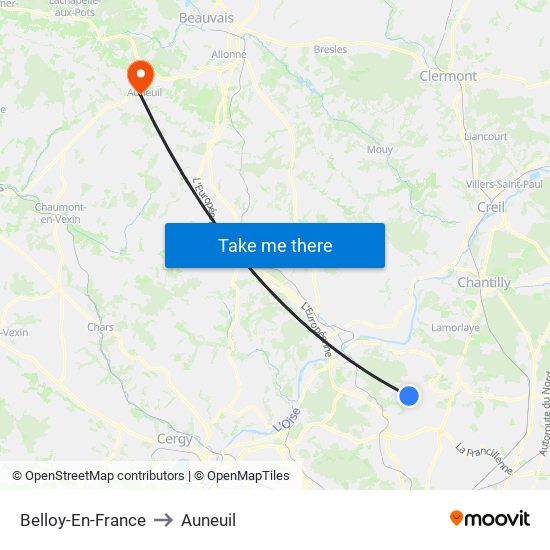 Belloy-En-France to Auneuil map