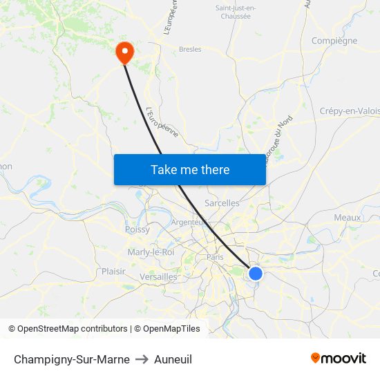 Champigny-Sur-Marne to Auneuil map