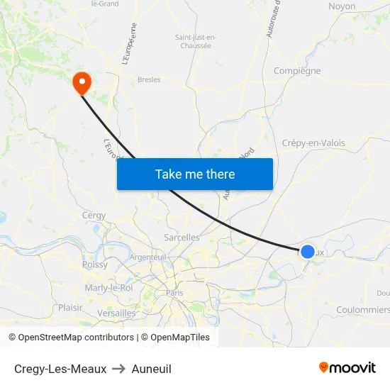 Cregy-Les-Meaux to Auneuil map