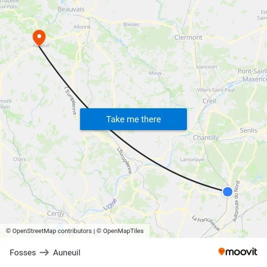 Fosses to Auneuil map