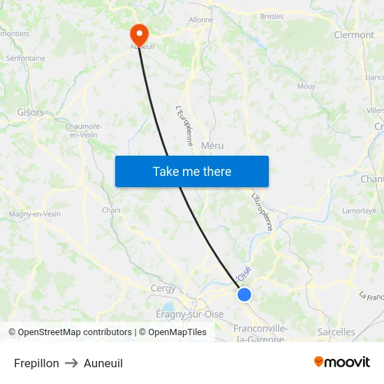Frepillon to Auneuil map