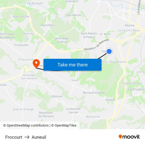 Frocourt to Auneuil map