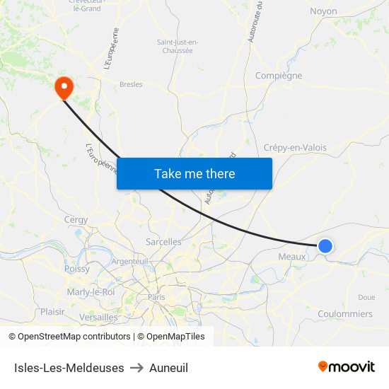 Isles-Les-Meldeuses to Auneuil map