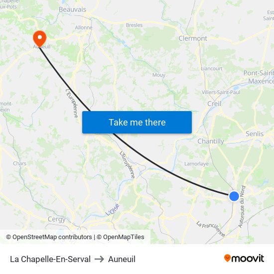 La Chapelle-En-Serval to Auneuil map