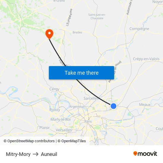 Mitry-Mory to Auneuil map