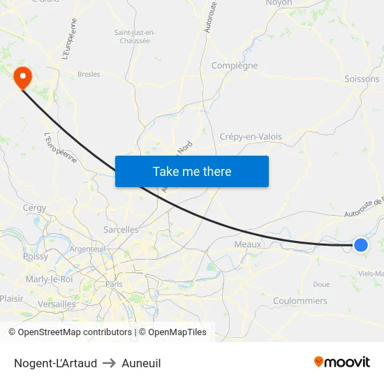 Nogent-L'Artaud to Auneuil map