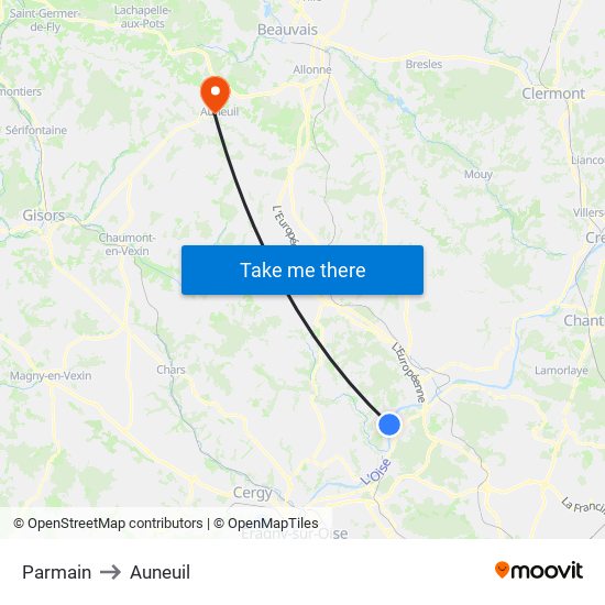 Parmain to Auneuil map