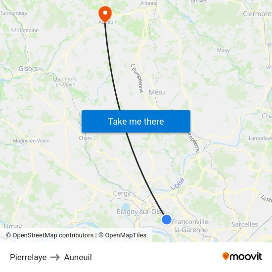 Pierrelaye to Auneuil map