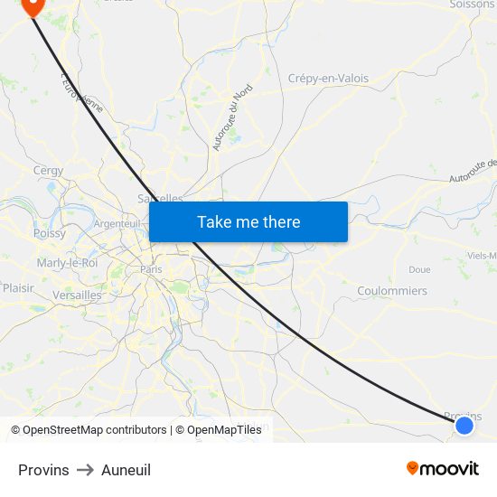 Provins to Auneuil map