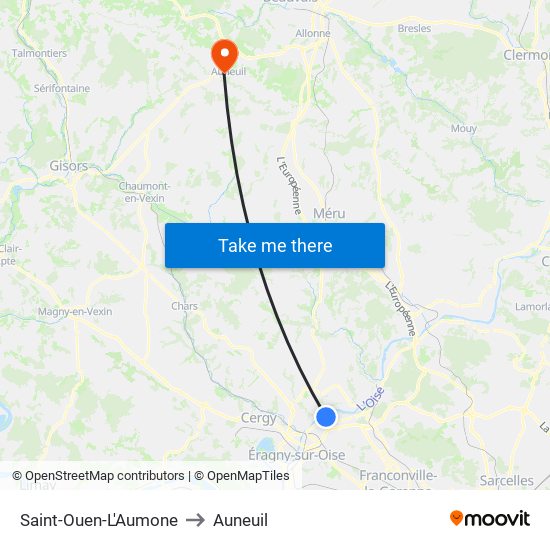 Saint-Ouen-L'Aumone to Auneuil map