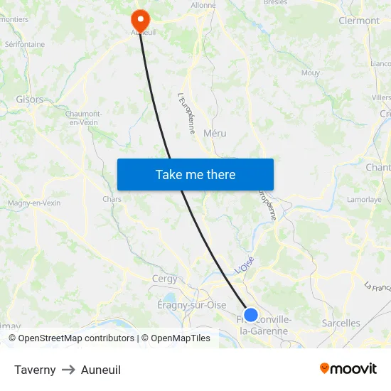 Taverny to Auneuil map