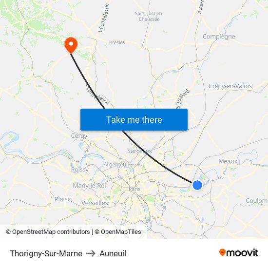 Thorigny-Sur-Marne to Auneuil map