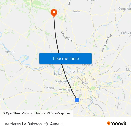 Verrieres-Le-Buisson to Auneuil map