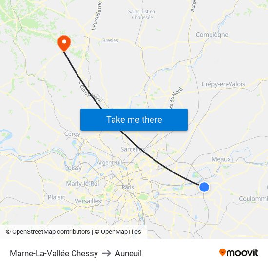 Marne-La-Vallée Chessy to Auneuil map