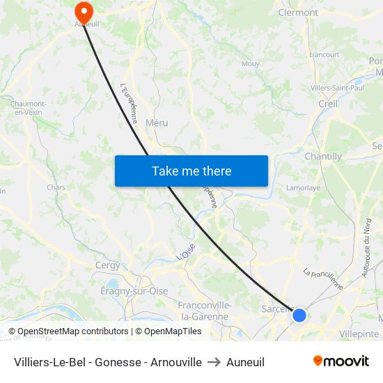 Villiers-Le-Bel - Gonesse - Arnouville to Auneuil map
