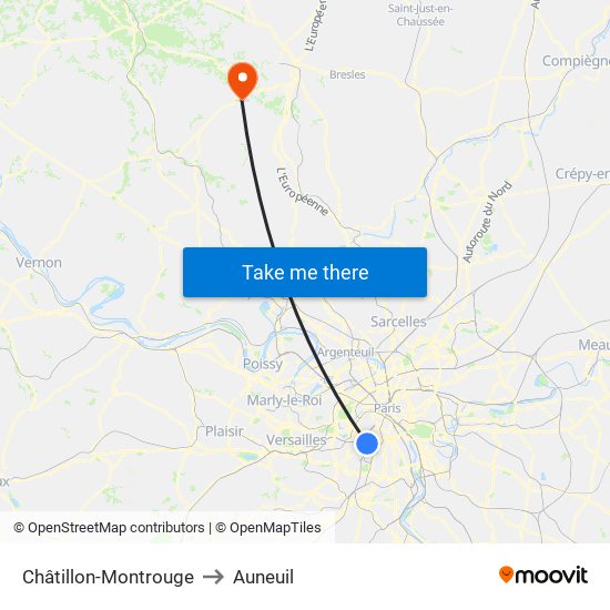 Châtillon-Montrouge to Auneuil map