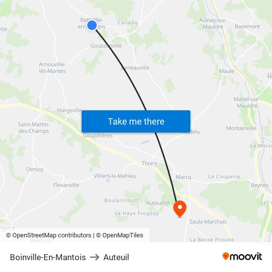 Boinville-En-Mantois to Auteuil map