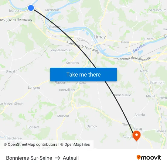 Bonnieres-Sur-Seine to Auteuil map