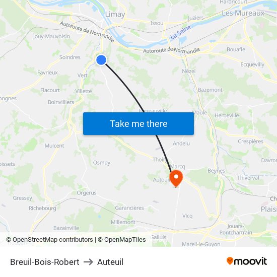 Breuil-Bois-Robert to Auteuil map