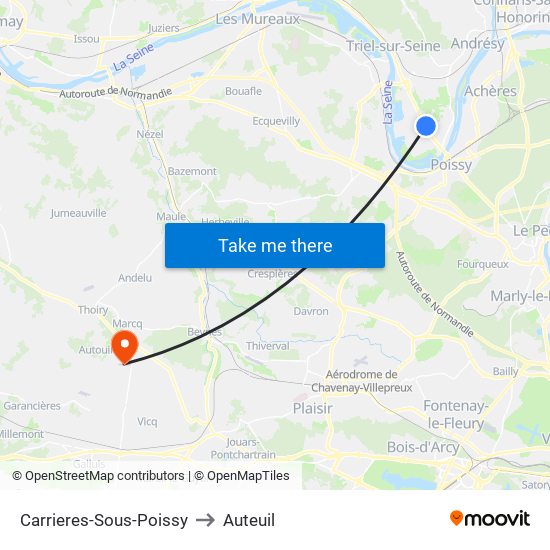 Carrieres-Sous-Poissy to Auteuil map