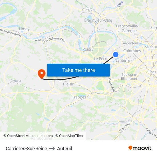 Carrieres-Sur-Seine to Auteuil map